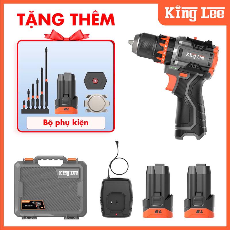   DANGTRAN  Máy Khoan 3 Chức Năng KINGLEE By AKUZA 13li Hệ 16,8v Pin 4cell- Không Chổi Than 3 pin 