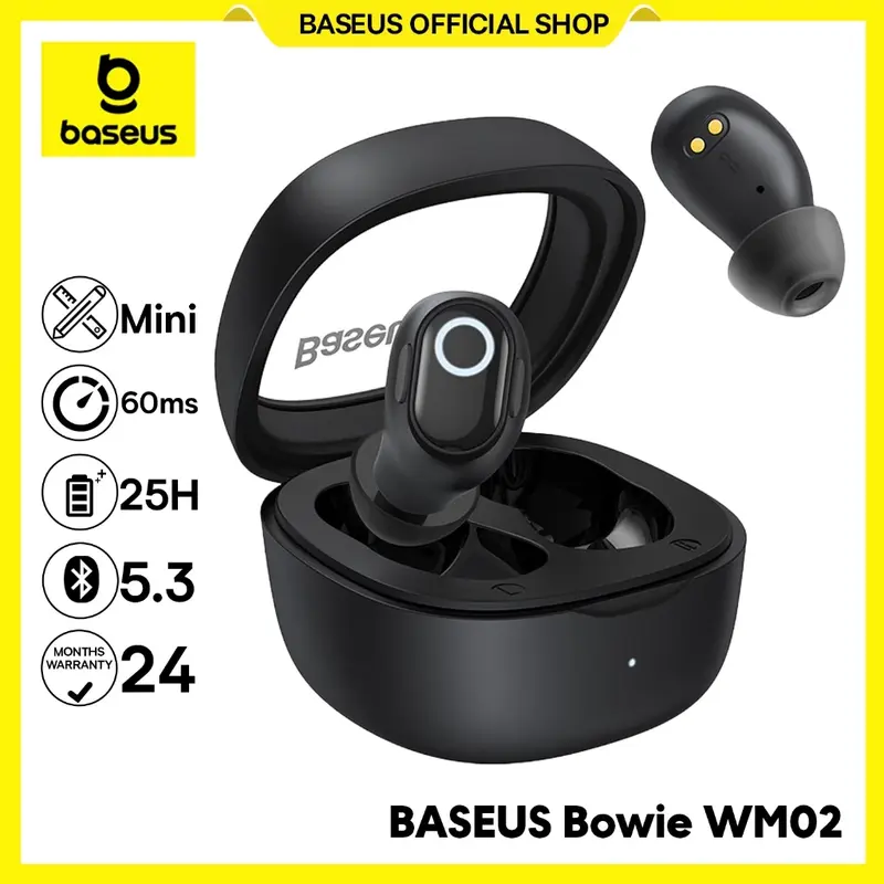 [BEST SELLER] Baseus WM02 / WM02+ Headset Bluetooth TWS Wireless Earphone Bluetooth Mini Earbuds Handsfree Headphones Telepon 0