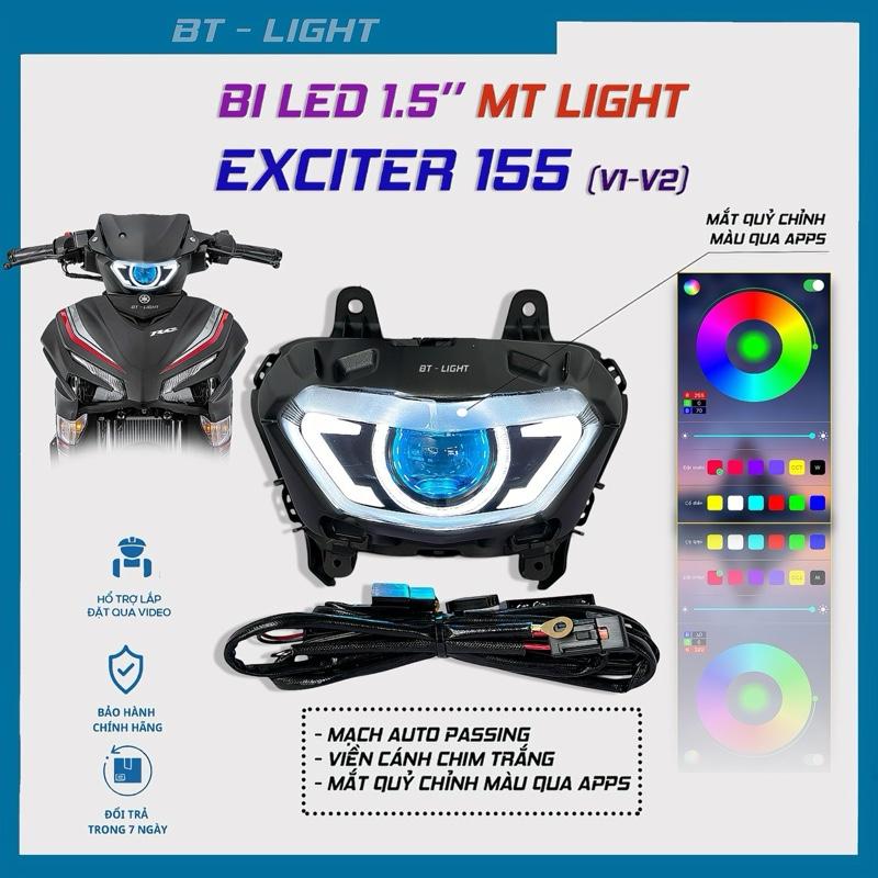  BT-Light Đèn Bi cầu Led MT 1.5" Exciter 155 họa tiết cánh chim hoặc viền chữ X Auto Passing 40W 48W 12V 5800K chống nước 