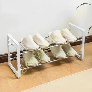 Rak Sepatu Stainless Steel Aesthetic 2 Susun Hitam