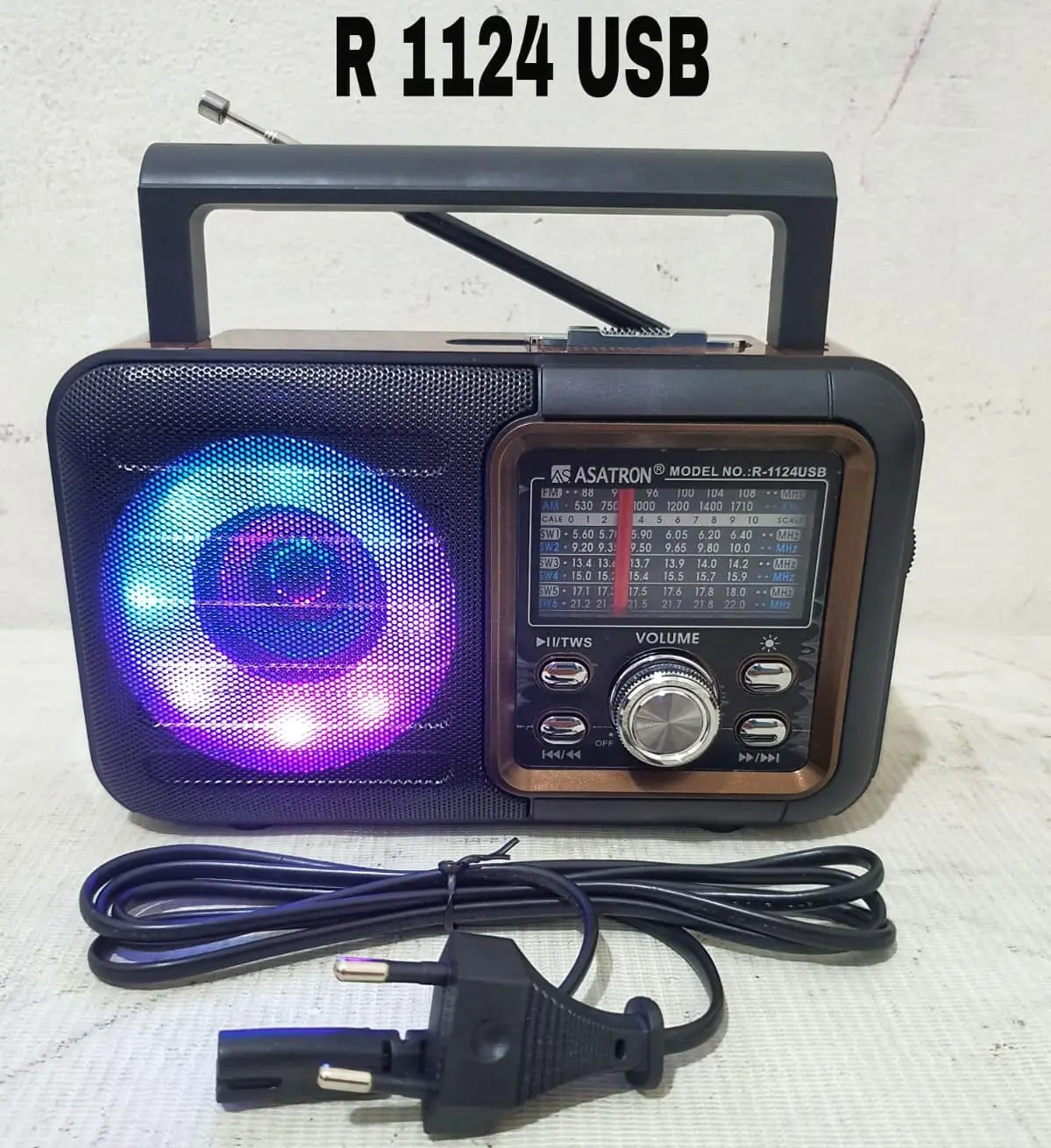 Radio Asatron R 1123 USB Bluetooth Bass FM/AM/SW dengan Suara Jernih dan Bass