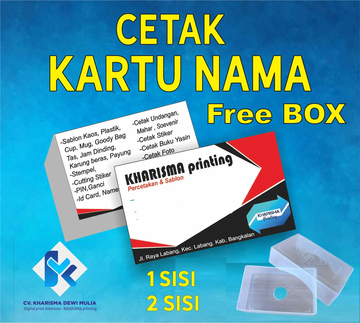 (Paket 100 pcs) Kartu Nama custom free box