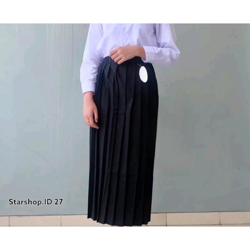 promo rok hitam SD/MI madrasa bahan HIGH TWIS model full rempel rok rempel atas (plisket ) seragam sekolah 4