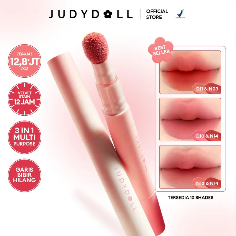 Judydoll Cushion Matte Lip Cream - LIP CUSHION, 12H Super Stay Super Nyaman Ringan Waterproof Transferproof Velvet Matte Finish | Makeup Ramadhan, Makeup Lebaran, Makeup Iftar 0