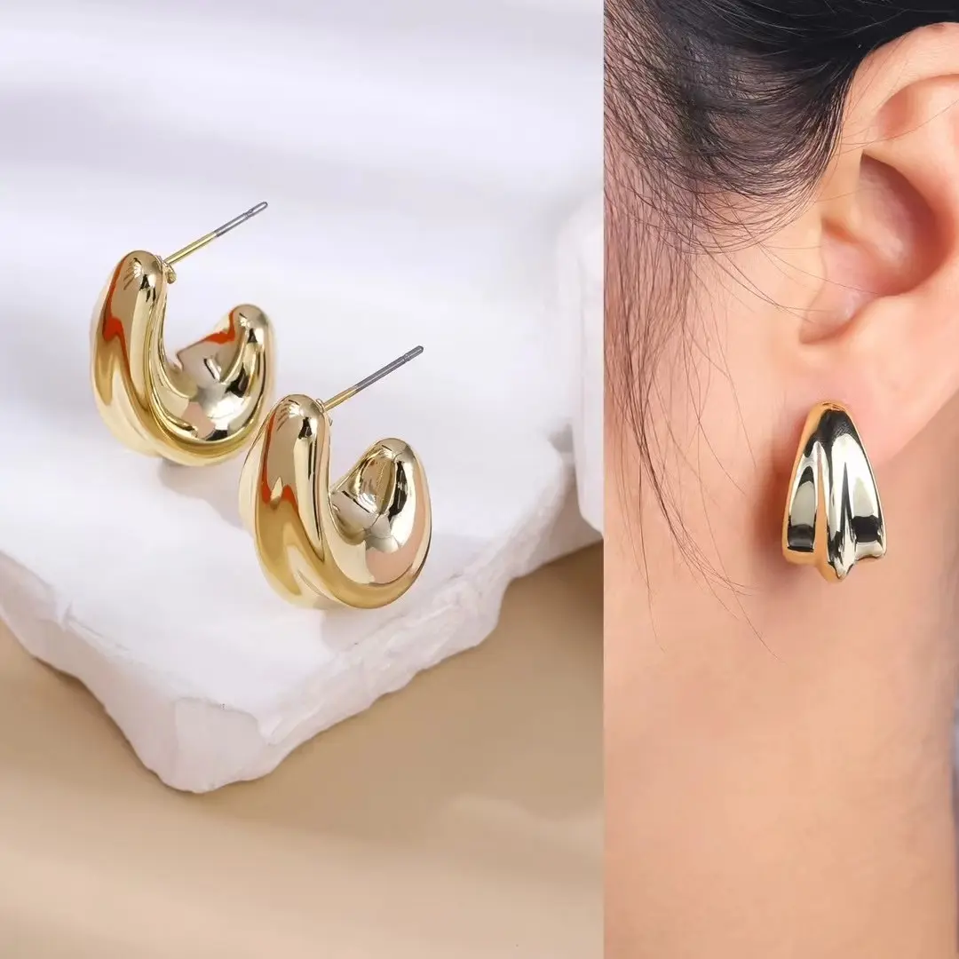 Anting perhiasan wanita/perhiasan fashion sederhana/lapis emas 925