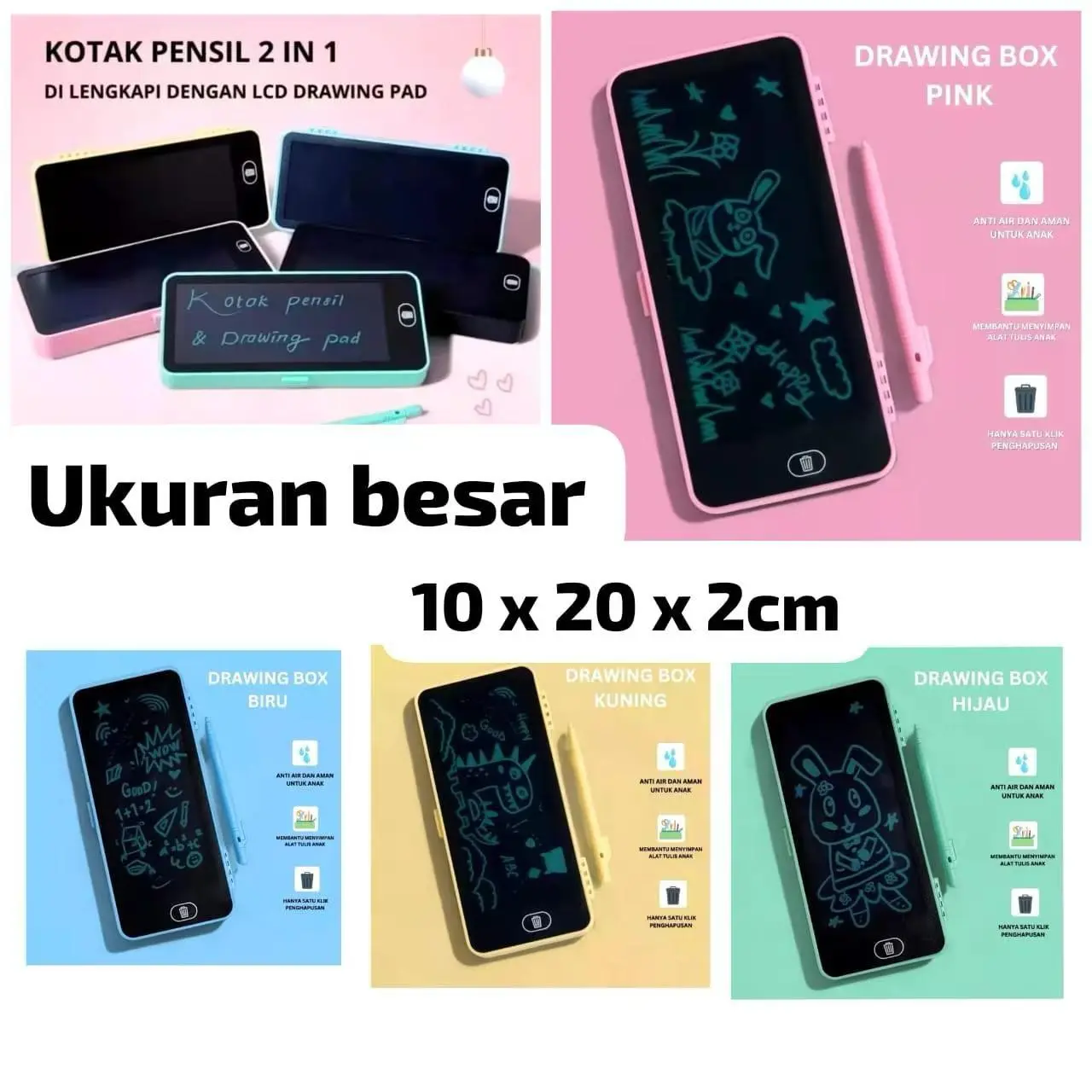 READY LCD ANAK LCD 2 IN TEPAK PENSIL PLUS LCD CORET ANAK LUCU SERBAGUNA