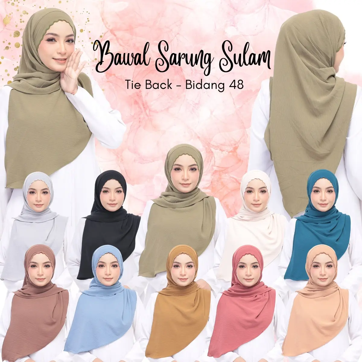 Bawal Sarung Sulam Tieback Cey Jilbab Instant Ironless