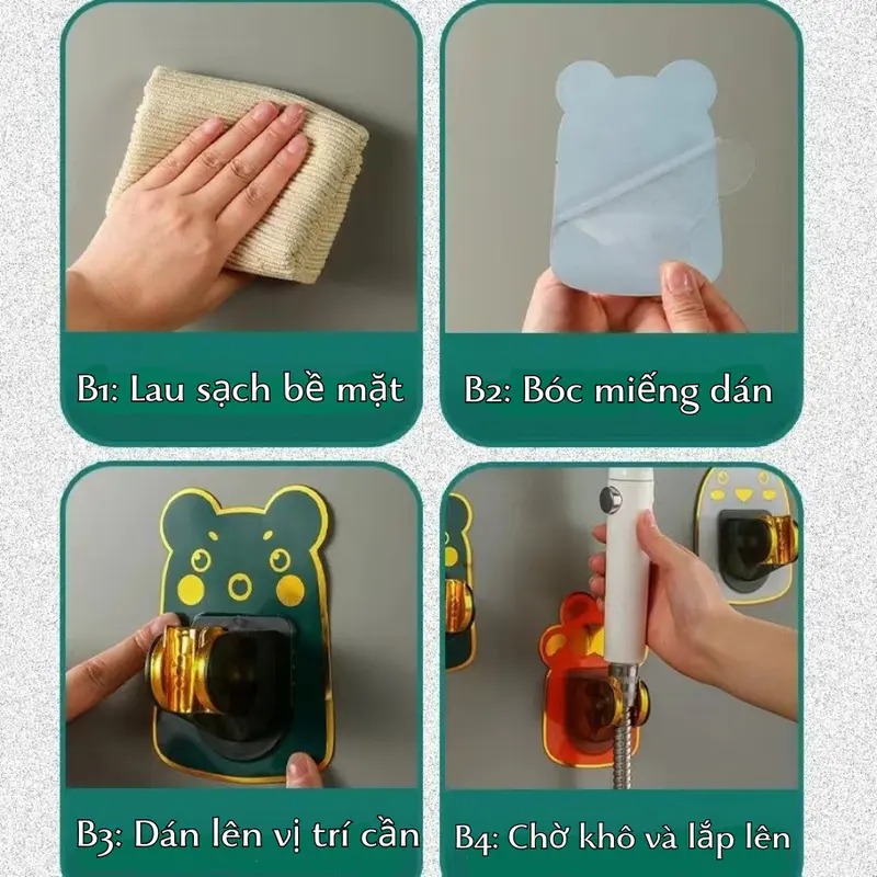 Giá Đỡ Vòi Hoa Sen Không Cần Đục Lỗ, Dụng Cụ Cố Định Vòi Hoa Sen Trong Phòng Tắm, Ghế Treo Vòi Phun Có Thể Điều Chỉnh Đa Bánh Răng, Miếng Dán Ghế Treo Vòi Phun 4
