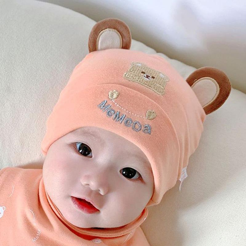 Mũ Trẻ Sơ Sinh Thiết Kế Hình Gấu Dễ Thương, Chất Liệu Cotton Mềm Mại Thoải Mái, Thích Hợp Cho Bé Trai Và Bé Gái Trẻ Sơ Sinh, Mũ Len 2