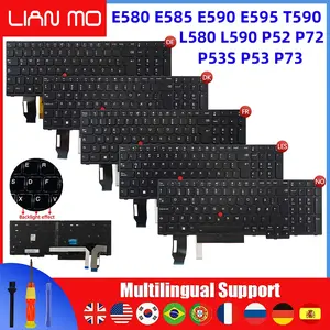 Korean/Denmark/German/French/Latin Spain/Norway Backligh keyboard for E580 E585 E590 E595 T590 P53S L580 L590 P72 P53 P73 - Norway