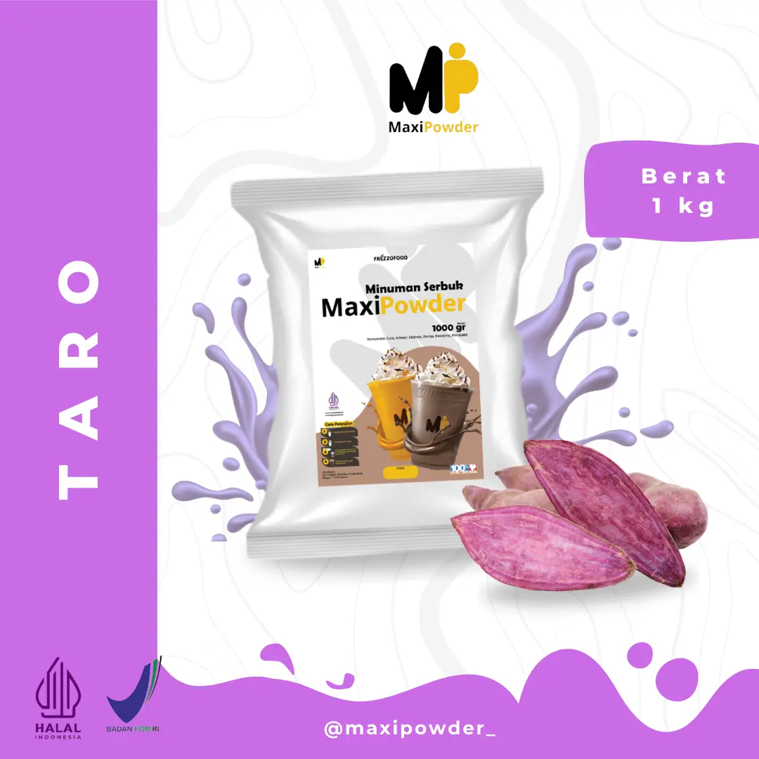 Bubuk Minuman Rasa Taro 1kg / Minuman Kekinian Taro Termurah / MaxiPowder