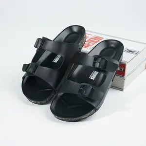 Glorious - Sage Full Black Sandal Slop Premium Pria Wanita Sendal Selop Kulit Casual Slip On Formal