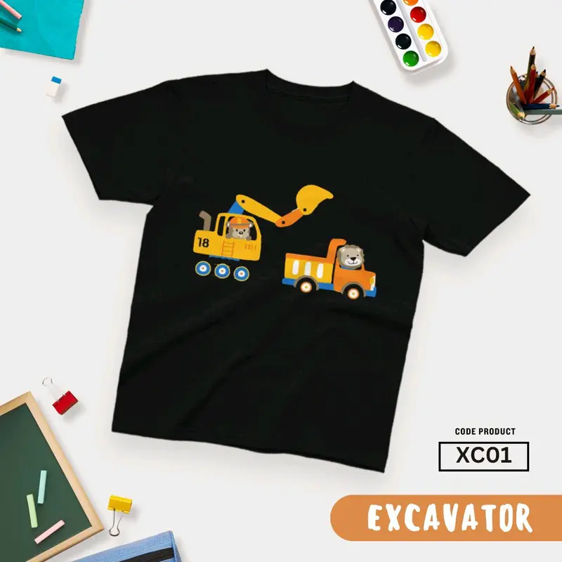 KAOS ANAK (EXCAVATOR SERIES TERBARU) NYAMAN DIPAKAI BAHAN HALUS Pakaian 4