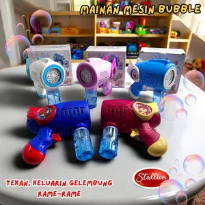 Mainan Edukatif Anak Gelembung Balon Sabun Elektrik Bubble Warna-Warni Dengan 20 Lubang Gelembung Berlimpah Efek Cahaya LED Dan Mainan Indoor & Outdoor