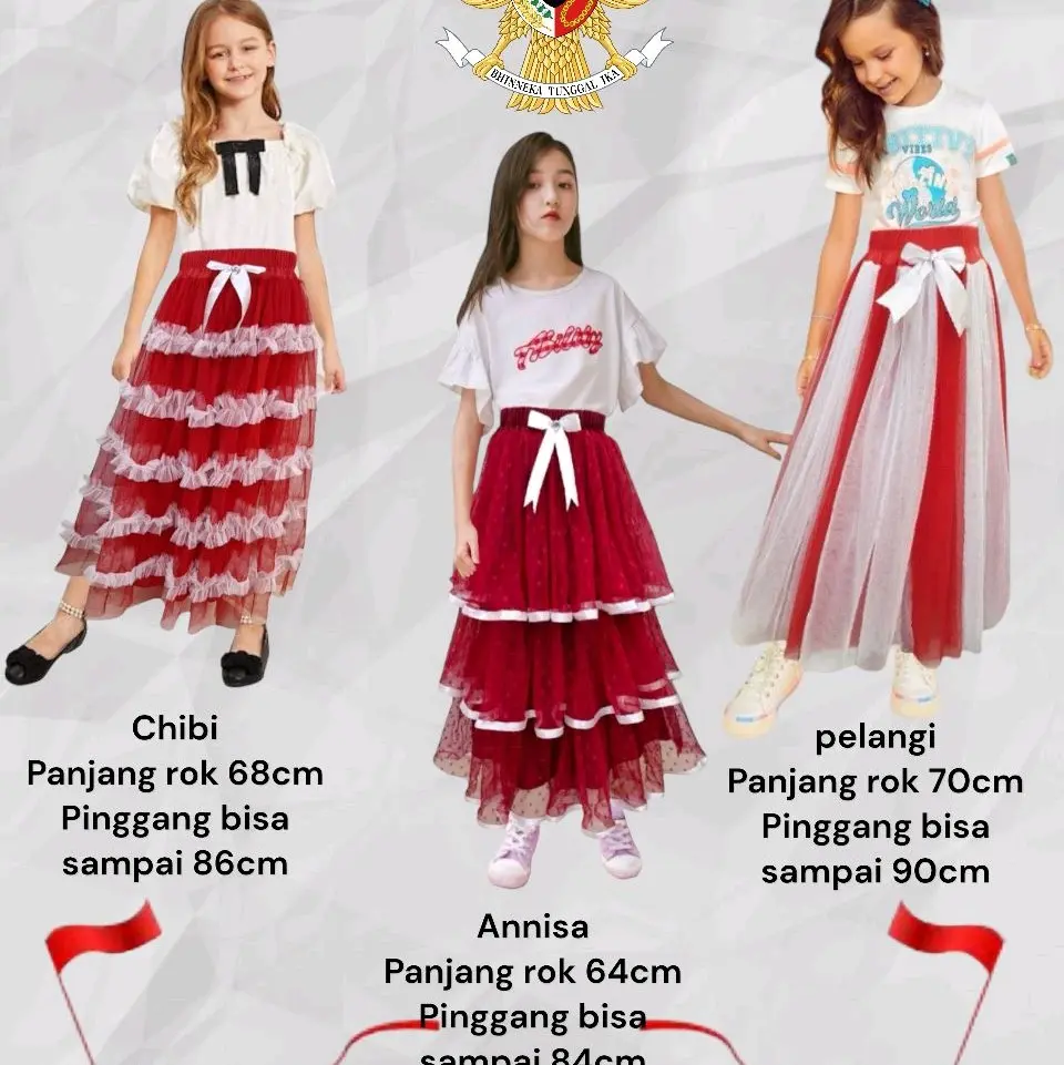 Rok tutu edisi ibu dan anak (bisa beli terpisah) rok tutu merah putih / rok tutu panjang / rok tutu seragam / rok tutu agustus