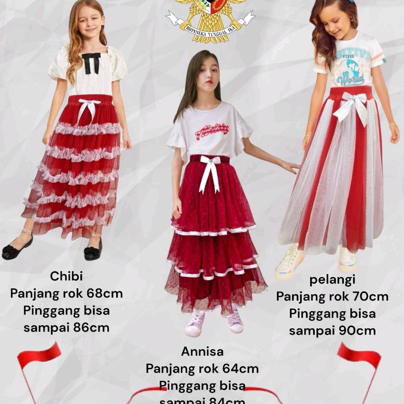 Rok tutu edisi ibu dan anak (bisa beli terpisah) rok tutu merah putih / rok tutu panjang / rok tutu seragam / rok tutu agustus 0