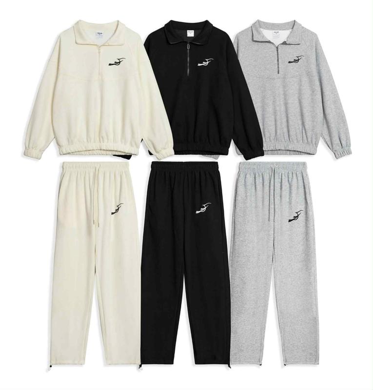  Set Bộ Quần Áo Nỉ Sweater Nam Nữ - Cổ Khóa Cao Form rộng Oversize bo chun phong cách Hàn Quốc 
