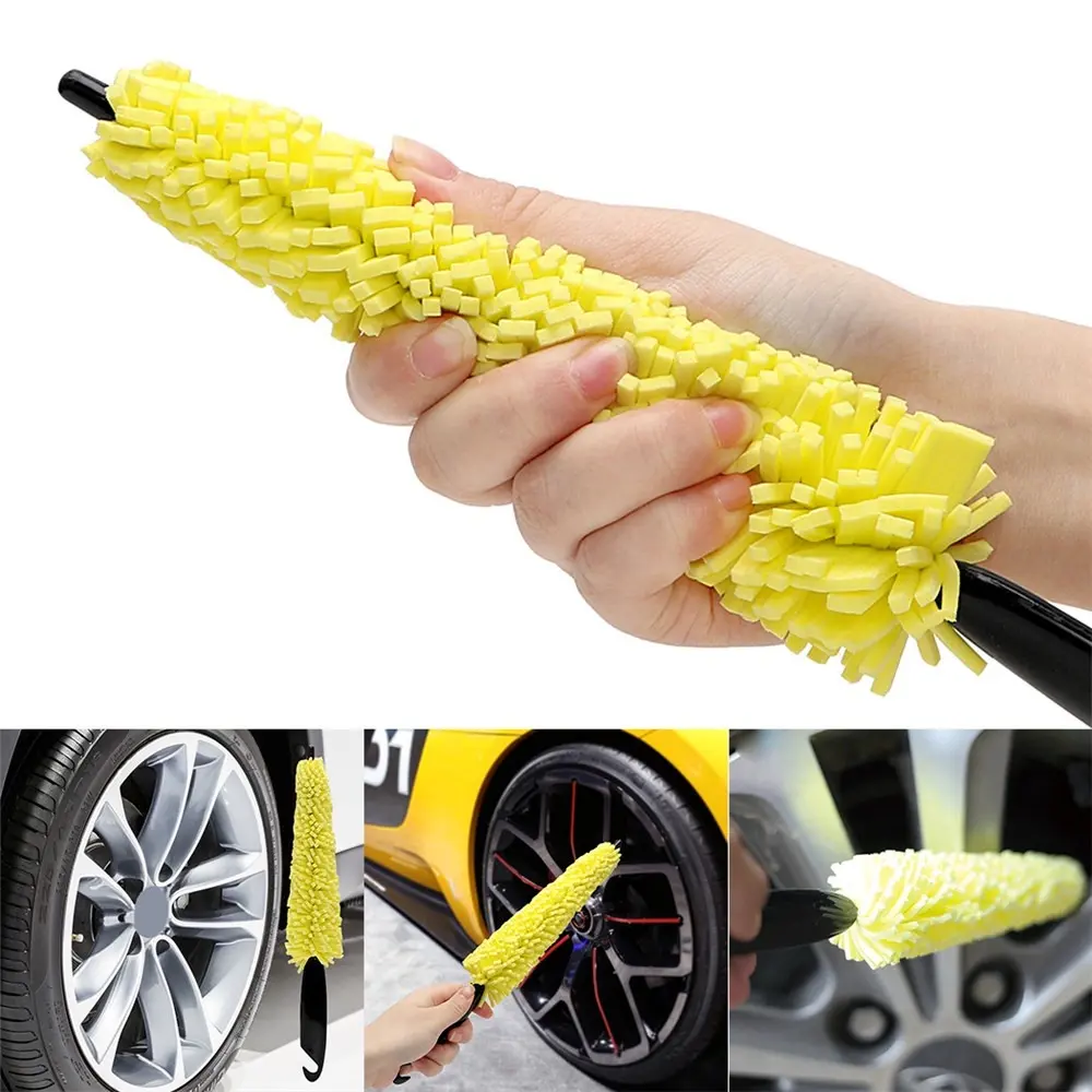 Duster Brush Cleaner Plastic Handle Vehicle Cleaning Brush Car Wheel Wash Brush Tire Rim Auto Scrub Brush Car Wash Sponges Cleaner Washing Tyre Cleaning Brush for Motorcycle Truck Wheel Brush