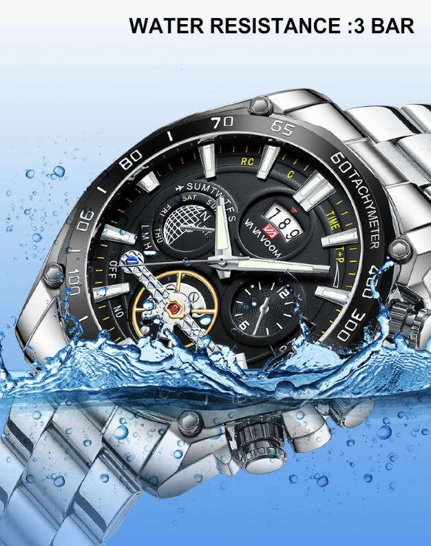 Jam Tangan Pria Anti Air Original Anti Karat Luxury Bercahaya Kalender Multifungsi Quartz Watch Men Berliku Otomatis  VA-2421 1