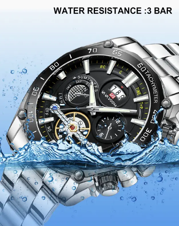 Jam Tangan Pria Anti Air Original Anti Karat Luxury Bercahaya Kalender Multifungsi Quartz Watch Men Berliku Otomatis  VA-2421 1