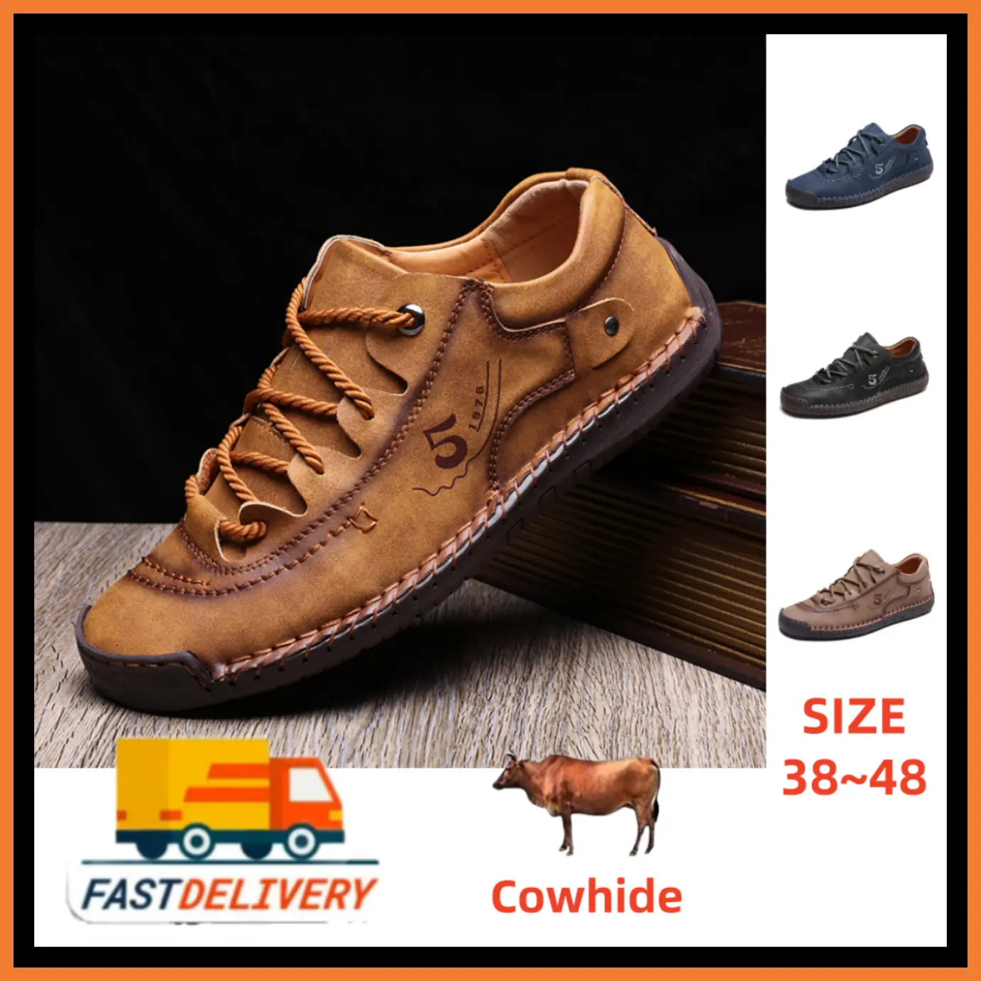 Kasut Kulit Kasual untuk Lelaki, Loafers Bot, Gaya Malas, Bernafas, Tidak licin, Sesuai untuk Sukan, Gaya Korea, Warna Coklat, Diperbuat daripada Kulit Lembu, Bahagian Tangan, Bahagian Bawah Rata, Baharu untuk 2022 suede nice  boots  original