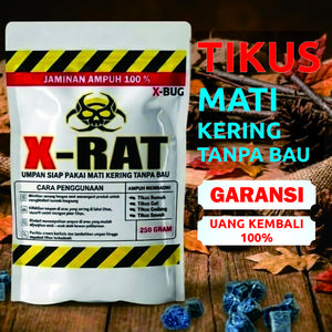 X-RAT Umpan Penghilang Tikus Mati Kering Tanpa Bau Tidak Meninggalkan Bau Menyengat 250 Gram Ampuh Bergaransi Jaminan 100% Siap Pakai Efektif Memutus Koloni