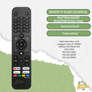REMOTE TV PENGGANTI POLYTRON Smart Digital IR Non Voice 81j237 81J237M01 TV PLD 32CV1869 tanpa setting