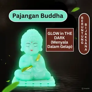 Pajangan Buddha (KUNING & GLOW in The DARK) Tanpa Baterai. Pajangan Spiritual.  9 Cm Plastik