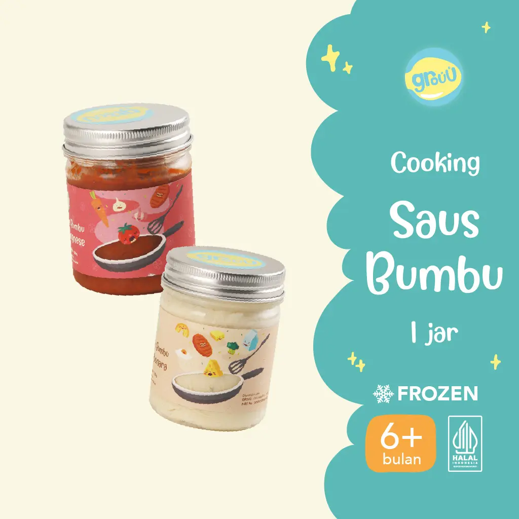 Grouu - Bumbu Saus Bahan Masak MPASI Carbonara Bolognese - Bumbu Saus Makanan Bayi Alami No MSG, Saus Bahan Masakan MPASI