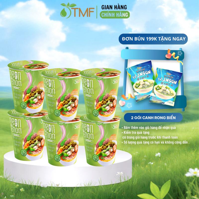  6 ly bún gạo lứt ăn liền - Vị tảo xoắn chua cay thuần chay 