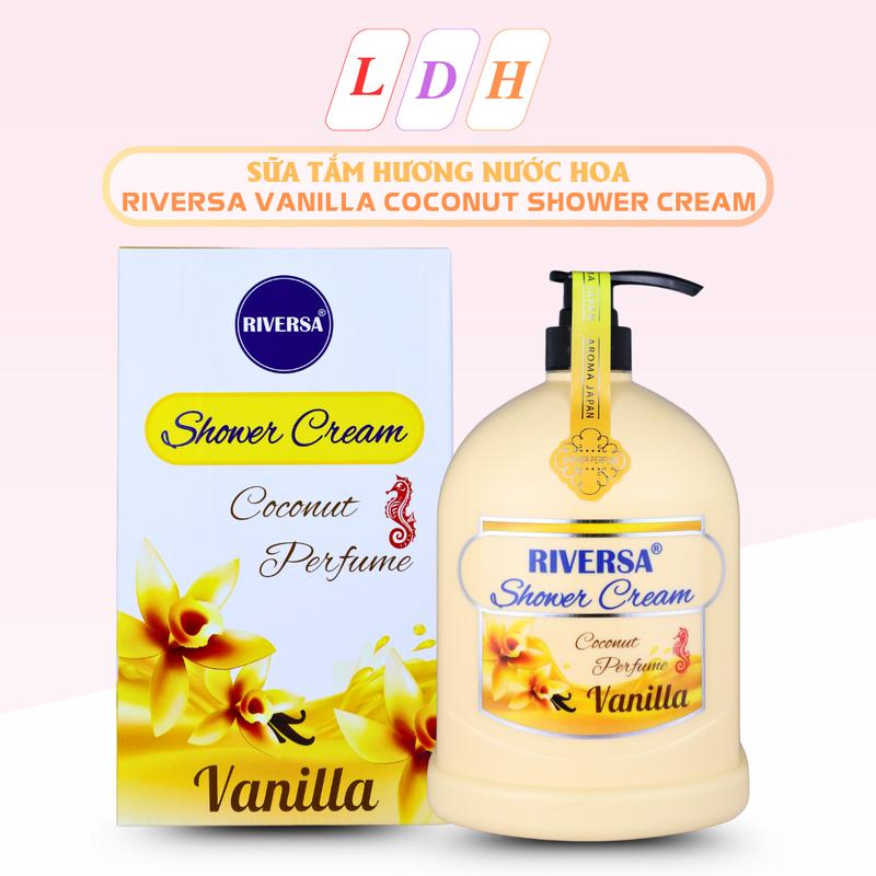 Riversa Sữa Tắm Hương Nước Hoa Vanilla Coconut Shower Cream 1200ml Dưỡng Body Nữ Giữ Hương Thơm Lâu Làm Sạch & Tăng Cường Độ Ẩm Mềm Mại Da