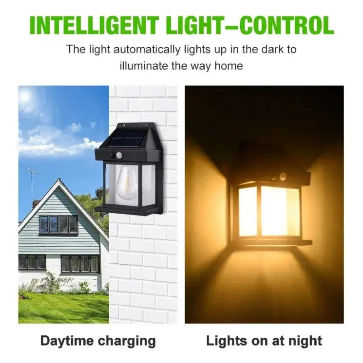 Solar Interaction Wall Lamp Lampu Dinding Lampu Hias Outdoor Taman Tenaga Surya Sensor Waterproof 7