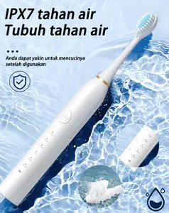 Sikat gigi elektrik sonik tahan air IPX7 dengan 6 mode pembersihan