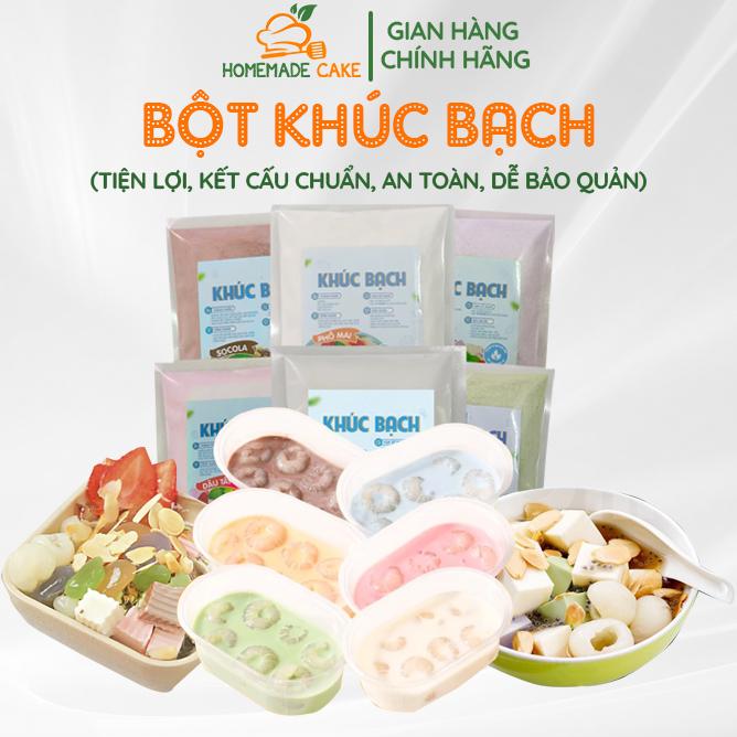 Bột khúc bạch gói 100g siêu ngon hấp dẫn 3 vị - Khúc bạch vị Sữa, Matcha, Dâu - HomeMadeCAKE