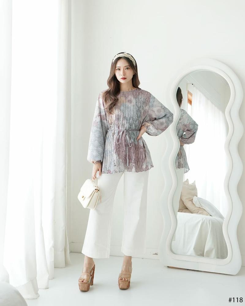 Product Introduction of Meijiwang Top atasan Kemeja blouse wanita plisket motif ceruty korean style by meijiwang / Atasan Ceruty Motif Wanita Terbaru / Blouse Ceruty Plisket Panjang Dewasa etnik Busui 5