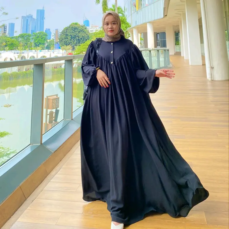 Gamis Abaya Jumbo Ld 130-140 Kualitas Butik Muslim Tangan Balon 2