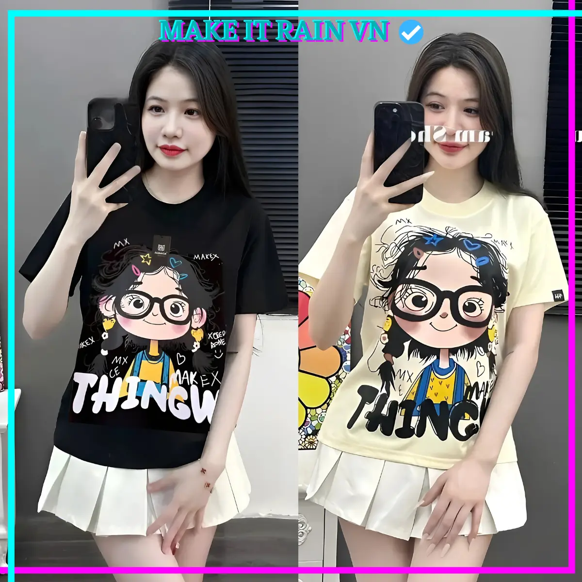 [MUA 3 GlẢM 10K TẶNG THÊM MÓC KHÓA, MUA 2 GlẢM 5K] Áo Thun Nam Nữ THINGW Make It Rain, Áo Phông Unisex Form Rộng Baby tee Top Women Cổ Tròn