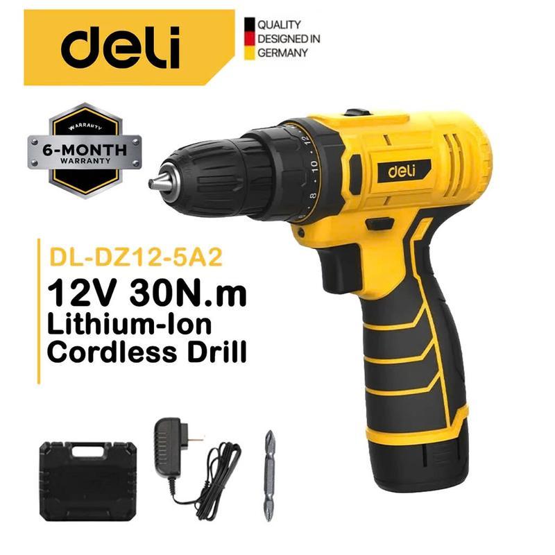 Máy Khoan Pin, Máy Bắn Vít Công Suất Lớn  Deli Tools 12V Mini Nhỏ Gọn, Tiện Lợi Dùng Sửa Chữa Các Dụng Cụ Gia Đình, Lắp Đặt Nội Thất - Bảo hành 12 tháng