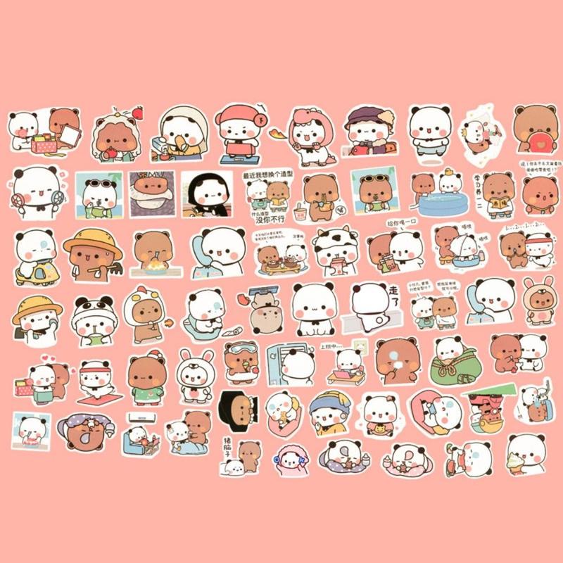 Cute Little Panda Bubu And Dudu Stickers Self-Adhesive Waterproof Bubu Dudu Panda Stickers Cartoon Creative DIY Stickers Toy Bicycle 3