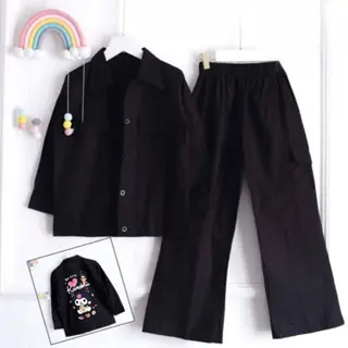 Setelan Anak Kuromi Set Baju anak Terbaru Bahan Polo Linen Terlaris Untuk Anak Umur 3-15 Tahun 4