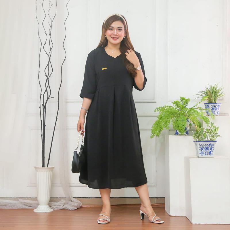 Dres Kirani Dress Cringkel airflow premium busui friendly Casual Wanita Casual Wanita Casual Wanita Baju Crinkle Remaja Midi 3