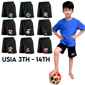 Celana pendek olahraga anak hitam uniseks karakter lucu ada saku Sport Baju Outdoor