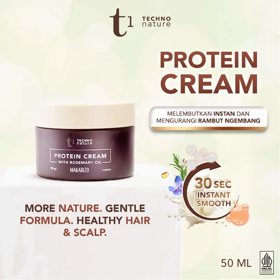 Makarizo T1 Techno Nature Protein Cream 50mL - Moisturizer / Vitamin Rambut / Leave On Conditioner / Hair Care / Hair Treatment / Perawatan Rambut
