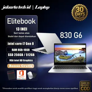 NO.5 Laptop seri Elite 830 G7 Intel Core i7 Gen 8-10  RAM 16GB Windows  11 pro screen 13 inci
