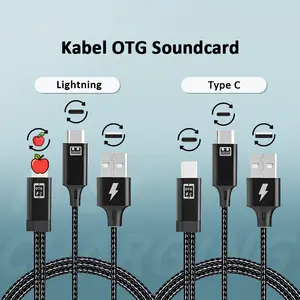 Bonkyo Kabel OTG Soundcard 1.5 Meter untuk Ponsel Apple & Android Type-C 3.5mm Pengisi Daya Cepat & Stabil Konektor Lightning & Type-C Cable dengan Chip Digital ke Analog & Pengiriman Daya PD 60W - Adaptor, Komputer