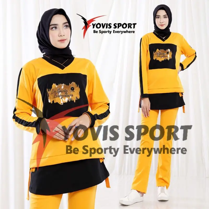 Setelan Senam Joger Wanita Sablon Yovis Sport Original 2