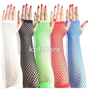 Sarung Tangan Wanita Jala Jaring Panjang Jari Terbuka Hitam Gloves drumband kain untuk noni sarung tangan mayoret