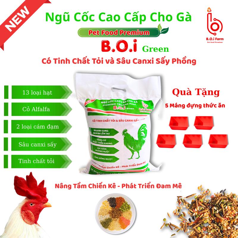 5kg ngũ cốc loại 1 có tinh chất tỏi và sâu canxi cho gà tặng kèm : 5 máng ăn cho gà