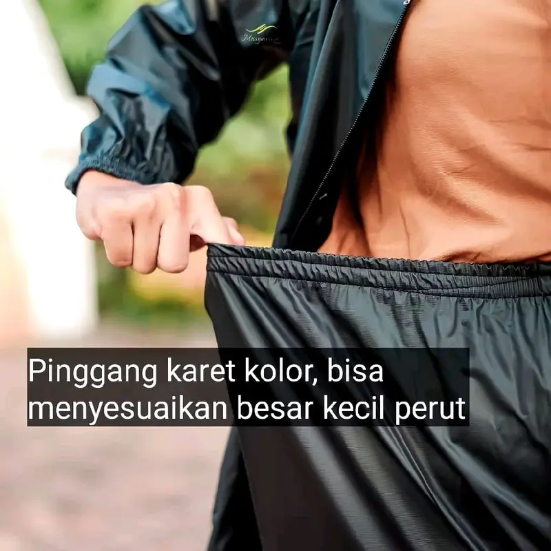 JAS HUJAN STELAN TERBAIK PRIA WANITA DEWASA BAHAN LENTUR PVC Waterproof Setelan Raincoat 3