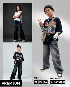 PREMIUM Celana Jeans Skena Unisex Cowok Cewek Usia 7-14 Tahun// Celana Skena Anak Terbaru Denim